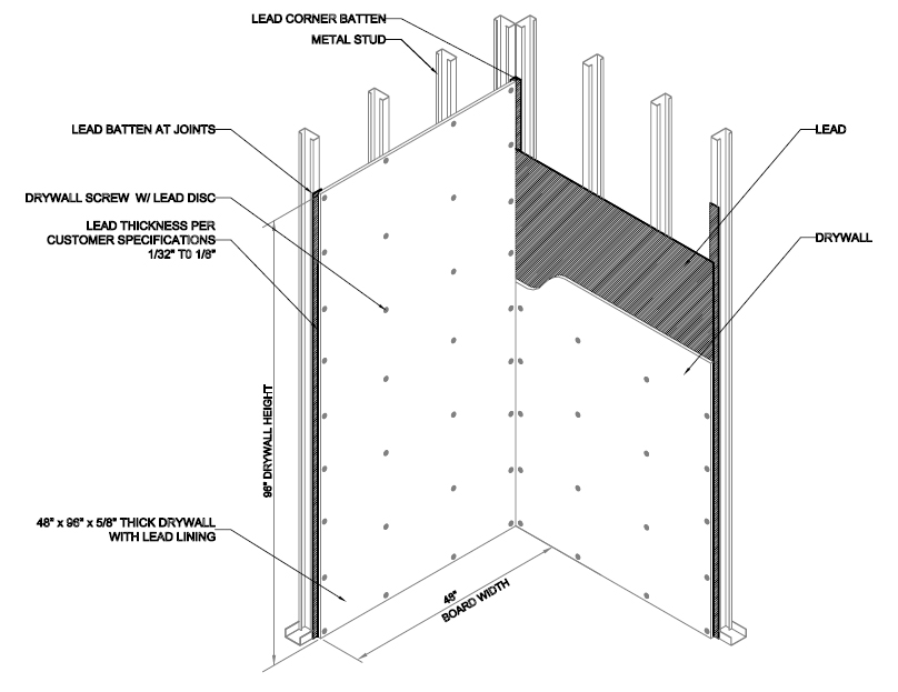 Lead Lined Drywall Plywood Medical Construction Nelco - What Are The Sizes Of Drywall